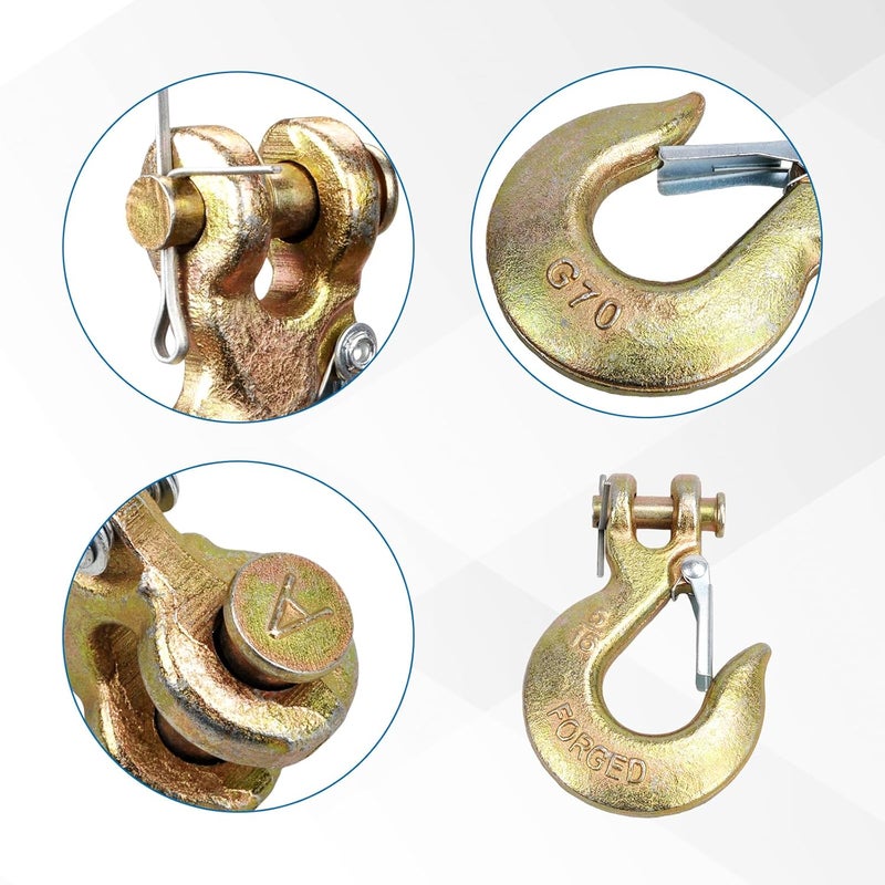 TBAPFS 2 Pack 5/16" Inch Clevis Grab Hooks G70 Steel Chain Slip Hook with Safety Latch 14000 Lbs Capacity Working with Towing and Chain - Image 2